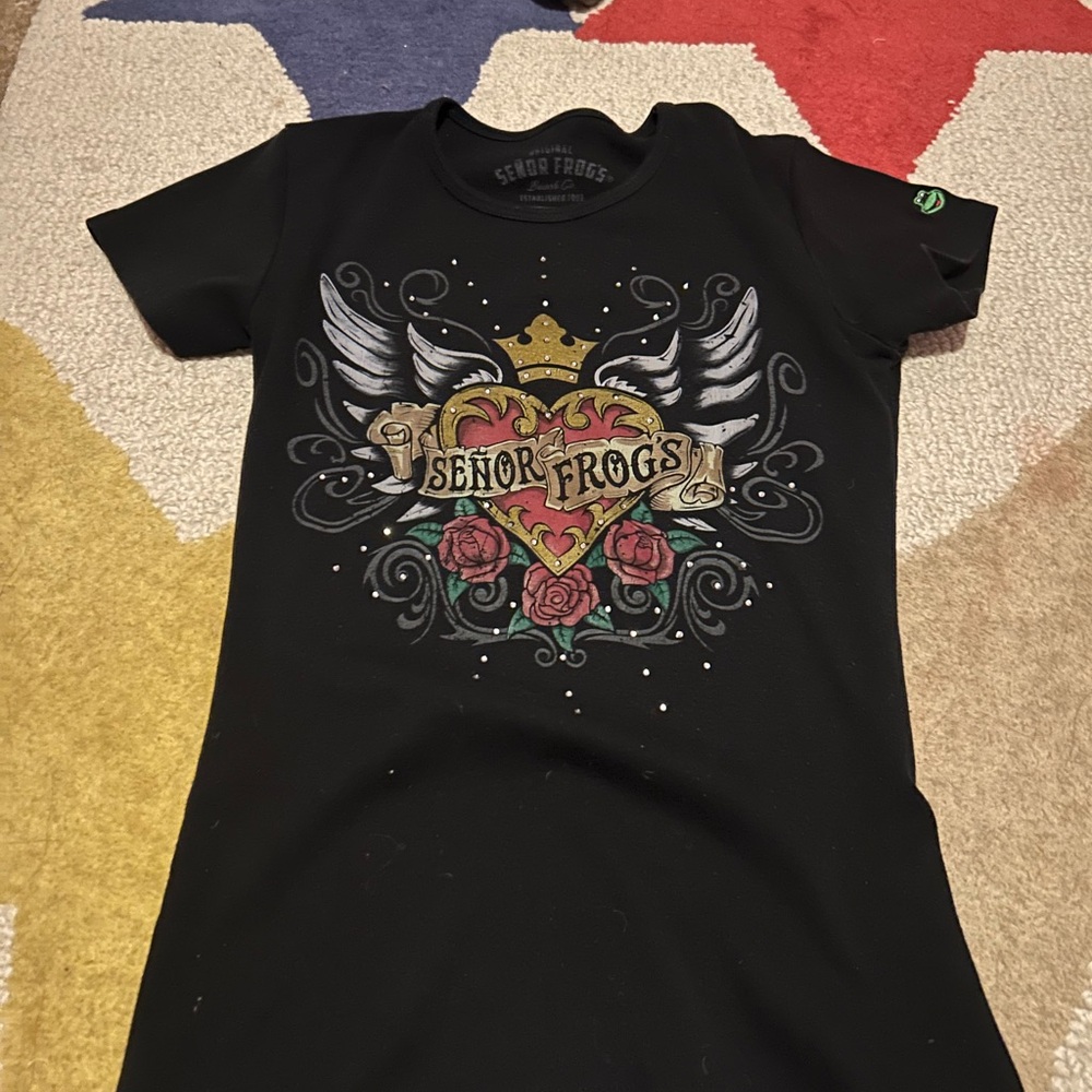 Black Kids Shirt with Heart and Wings Design